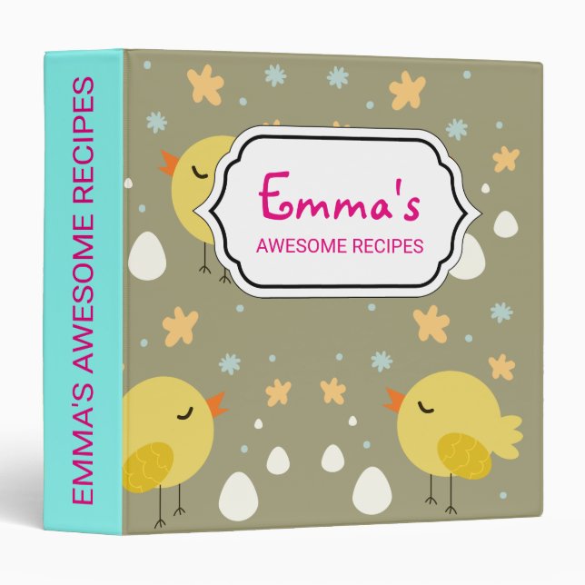 Cute easter chicks and little eggs pattern binder (Front/Spine)
