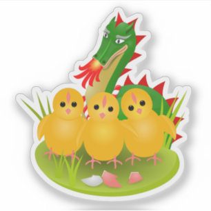 Cute Easter chicks and the Dragon of Doudou