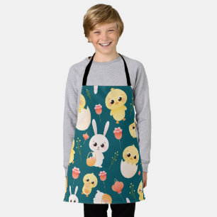 Cute Easter Chicks & Bunnies Seamless Pattern  Apron