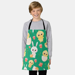 Cute Easter Chicks & Bunnies Seamless Pattern Apron