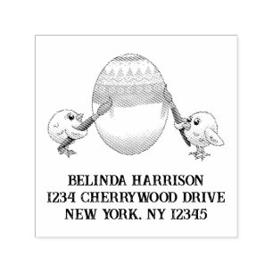 Cute Easter chicks paint an Easter egg Self-inking Stamp