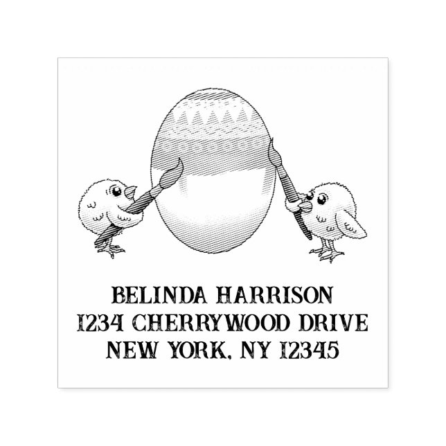 Cute Easter chicks paint an Easter egg Self-inking Stamp (Design)