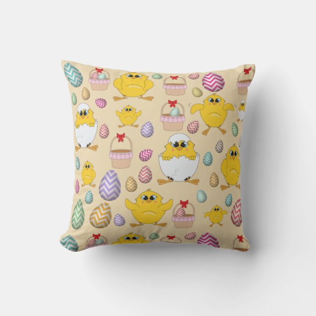 Cute Easter Chicks Pattern   Throw Pillow (Front)