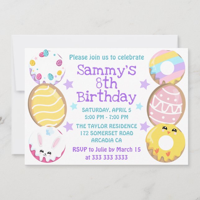 Cute Easter Cookies & Cakes Birthday Party Invitation (Front)
