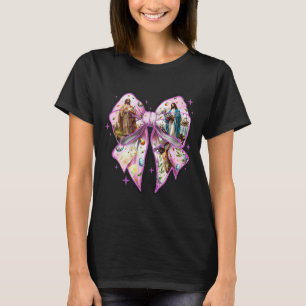 Cute Easter Coquette Bow He Is Risen Matthew 286 W T-Shirt