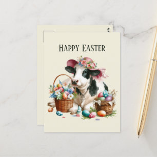 Cute Easter cow add text  Postcard