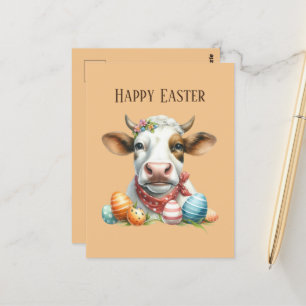 Cute Easter cow add text Postcard
