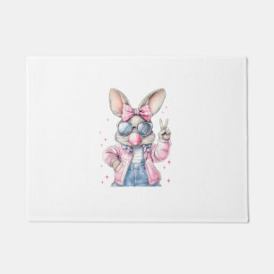 Cute Easter Day Bunny Blowing Bubble Rabbit Women  Doormat