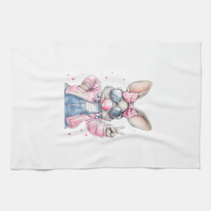 Cute Easter Day Bunny Blowing Bubble Rabbit Women  Kitchen Towel