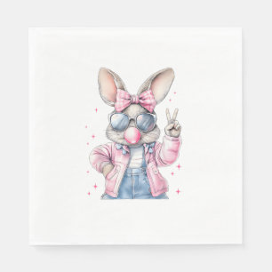 Cute Easter Day Bunny Blowing Bubble Rabbit Women  Napkin