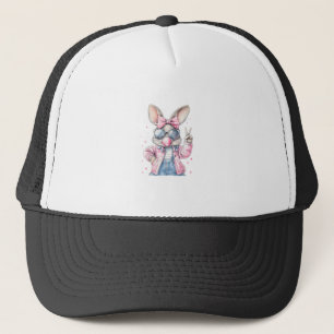 Cute Easter Day Bunny Blowing Bubble Rabbit Women  Trucker Hat