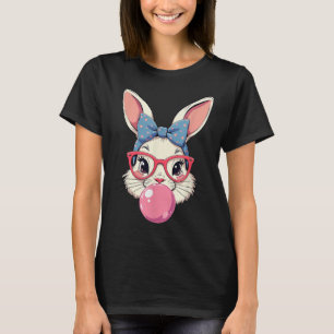 Cute Easter Day Bunny Face With Bandana Heart Gles T-Shirt
