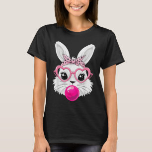 Cute Easter Day Bunny Face With Bandana Heart Gles T-Shirt