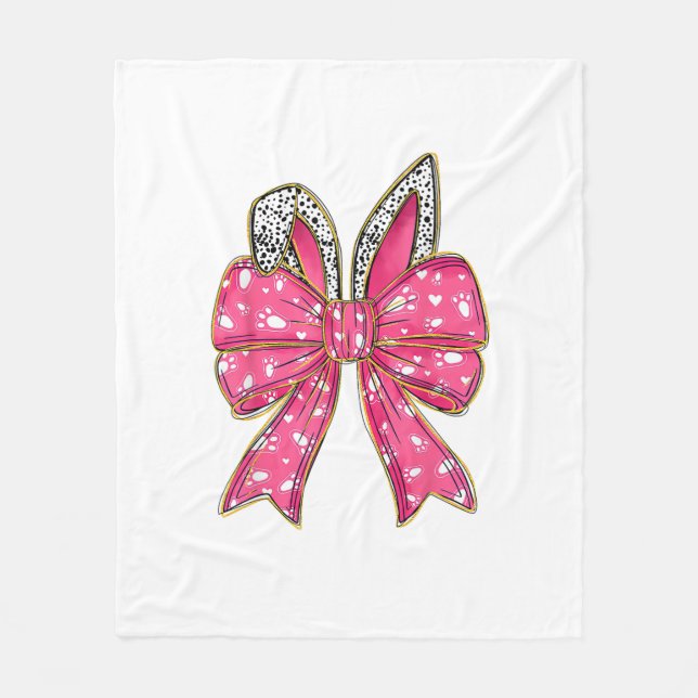 Cute Easter Day Coquette Bow Bunny Rabbit Womens G Fleece Blanket (Front)