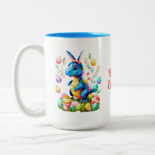 Cute Easter Dinosaur wearing bunny ears coffee mug