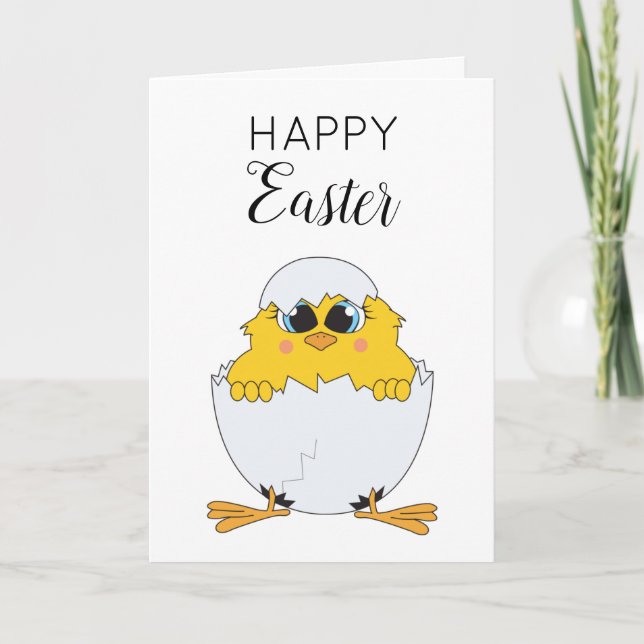 Cute Easter Egg & Chick Happy Easter Holiday Card (Front)