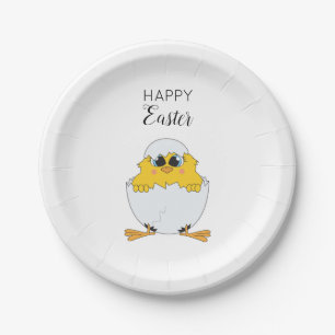 Cute Easter Egg & Chick Happy Easter Paper Plate