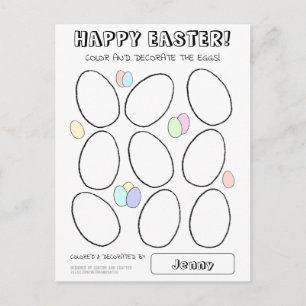 Cute Easter Egg Colouring Greeting Card for Kids