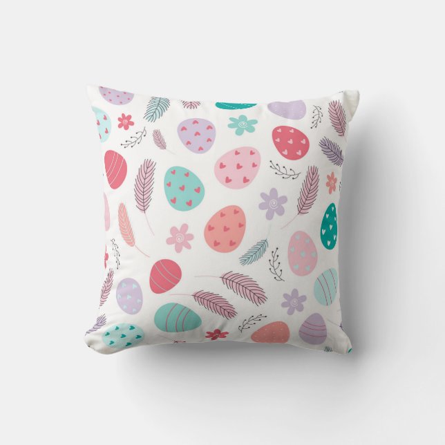 Cute Easter Egg Decoration, Easter Seamless Gift Throw Pillow (Front)