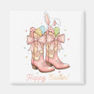 Cute Easter Egg Howdy Western Cowboy Boots Bunny C Magnet