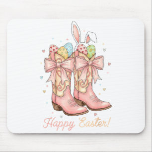 Cute Easter Egg Howdy Western Cowboy Boots Bunny C Mouse Pad