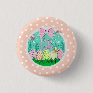 Cute Easter Egg Hunt and Colourful Butterflies 1 Inch Round Button