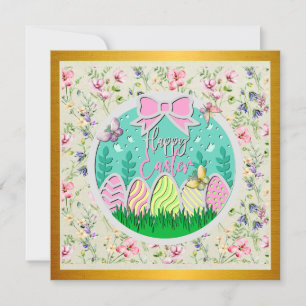 Cute Easter Egg Hunt and Colourful Butterflies Invitation