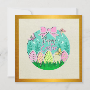 Cute Easter Egg Hunt and Colourful Butterflies Invitation