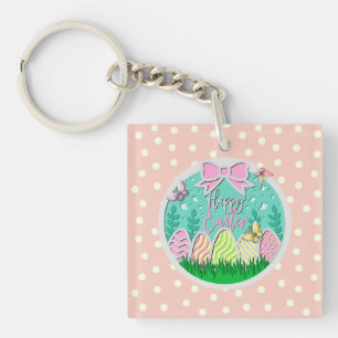 Cute Easter Egg Hunt and Colourful Butterflies Keychain