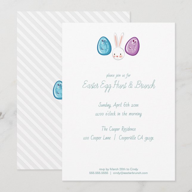 Cute Easter Egg Hunt & Brunch Invitation (Front/Back)