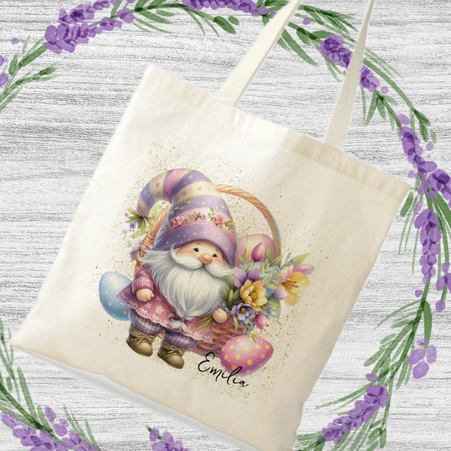 Cute Easter Egg Hunt Gnomes Glitter Tote Bag (Creator Uploaded)
