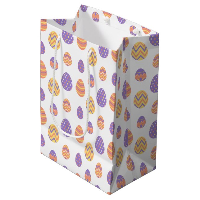 Cute Easter Egg Pattern Colourful Spring Medium Gift Bag (Front Angled)