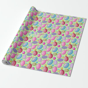Cute Easter Egg Pattern Mint Green Wrapping Paper