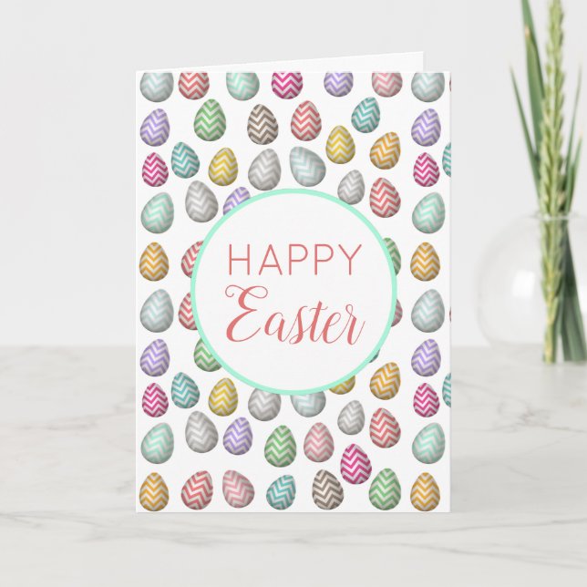 Cute Easter Egg Pattern Pastel Colours Easter Holiday Card (Front)