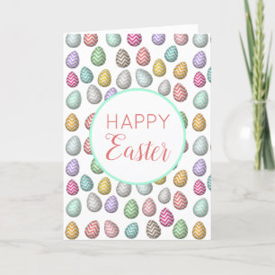 Cute Easter Egg Pattern Pastel Colours Easter Holiday Card