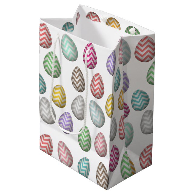 Cute Easter Egg Pattern Pastel Colours Medium Gift Bag (Front Angled)