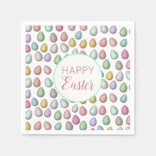 Cute Easter Egg Pattern Pastel Colours Napkin