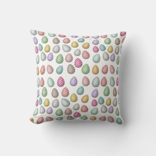 Cute Easter Egg Pattern Pastel Colours  Throw Pillow