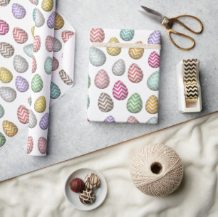 Cute Easter Egg Pattern Pastel Colours Wrapping Paper