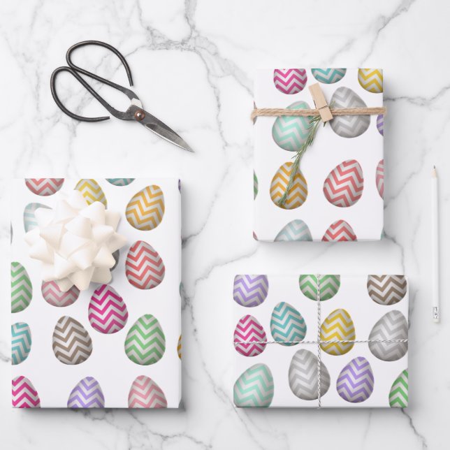 Cute Easter Egg Pattern Pastel Colours Wrapping Paper Sheet (Front)