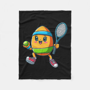 Cute Easter Egg Tennis Player Design Cartoon Fleece Blanket