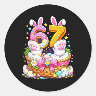 Cute Easter Eggs 67 Bunny Ears Candy Six Seven 6 7 Classic Round Sticker