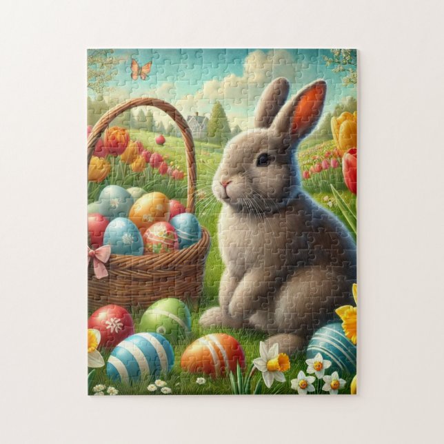 Cute Easter Eggs aand Bunny Rabbit Puzzle (Vertical)