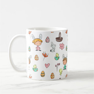 Cute Easter Eggs and Kids Pattern Holiday Coffee M Coffee Mug