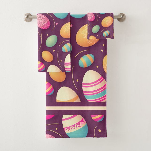 Cute Easter Eggs Bath Towel Set (Insitu)