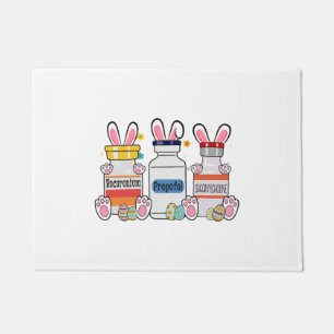 Cute Easter Eggs Bunny Ears Happy Easter Day ICU Doormat