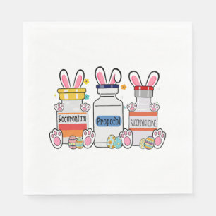 Cute Easter Eggs Bunny Ears Happy Easter Day ICU Napkin