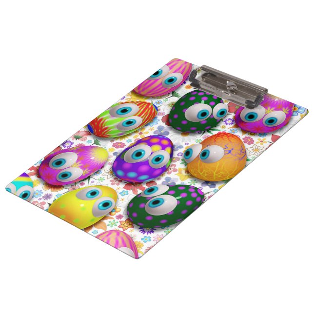 Cute Easter Eggs Cartoon Clipboards (Angled)