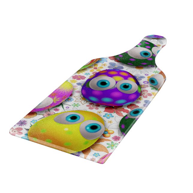 Cute Easter Eggs Cartoon Cutting_Boards Cutting Board (Corner)