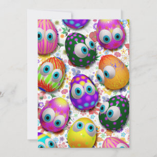 Cute Easter Eggs Cartoon Invitation